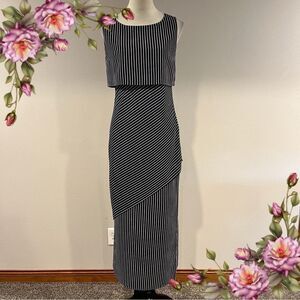 Blushe navy‎ striped sleeveless maxi Dress size 4